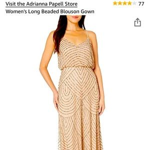 Adrianna Papell Long Beaded Blouson Gown